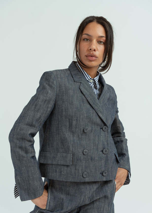 Odeeh Double Breasted Jacket - Indigo