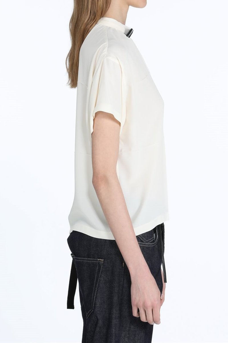 No. 21 Silk S/S Top with Bow - Ecru No. 21 Silk S/S Top with Bow - Ecru