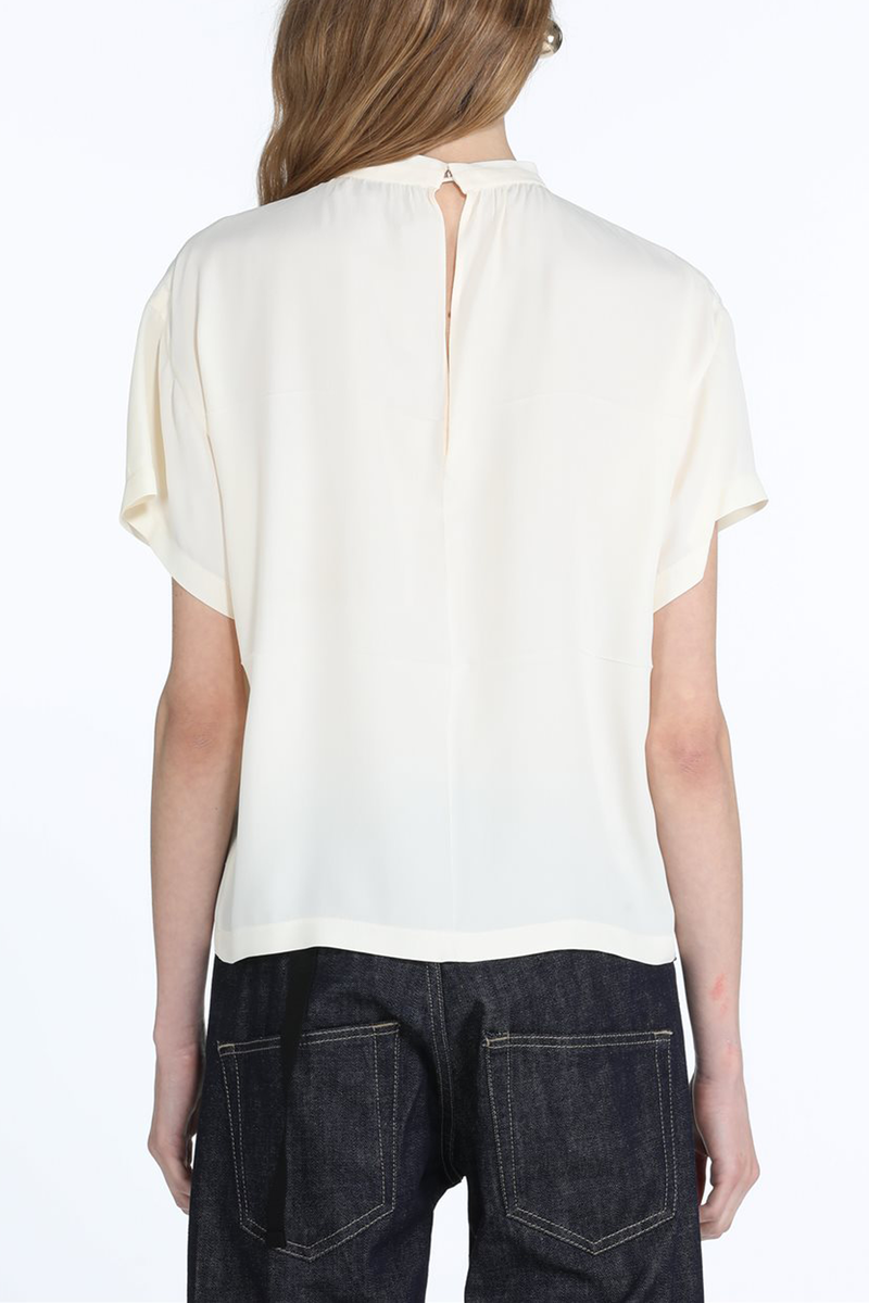 No. 21 Silk S/S Top with Bow - Ecru No. 21 Silk S/S Top with Bow - Ecru