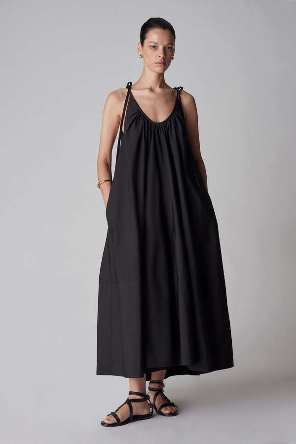 Co Gathered Maxi Dress - White/Black