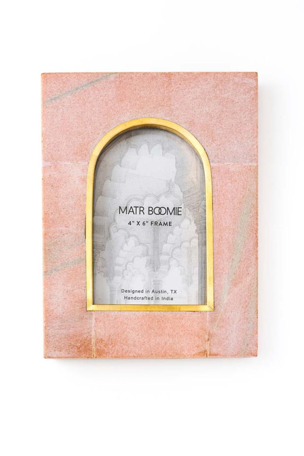 Matr Boomie Jaipuri Arch Picture Frame - Pink Carved Marble