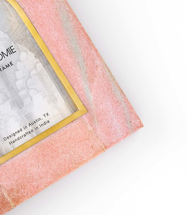 Matr Boomie Jaipuri Arch Picture Frame - Pink Carved Marble