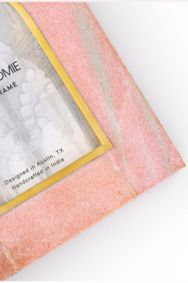 Matr Boomie Jaipuri Arch Picture Frame - Pink Carved Marble