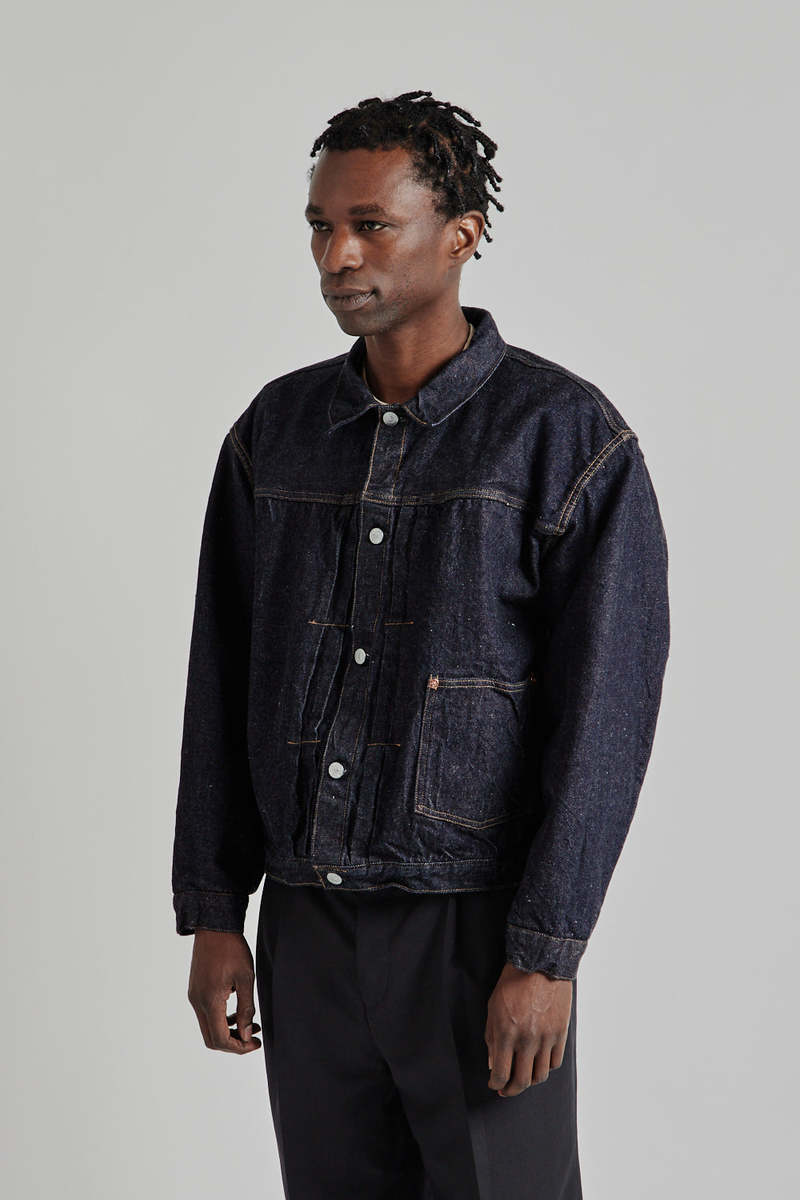 ジャケット・アウター KAPTAIN SUNSHINE Washed Denim Tracker KAPTAIN SUNSHINE Denim Tracker 2P Jacket - Indigo One Wash