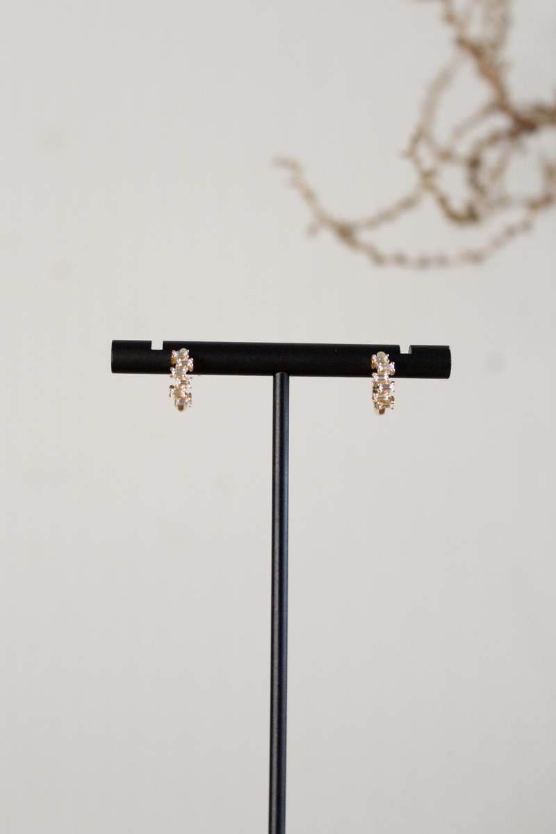 XIV Karats 11mm Hoop Earrings with 12 Baguette Diamonds - 14k Yellow Gold XIV Karats 11mm Hoop Earrings with 12 Baguette Diamonds - 14k Yellow Gold