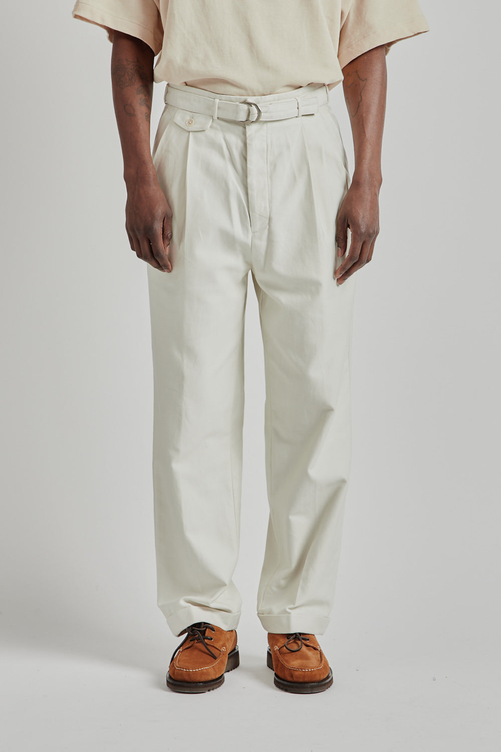 KAPTAIN SUNSHINE Belted Riviera Pantalon - Ecru | Garmentory