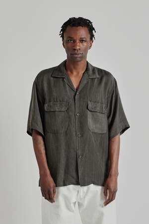 KAPTAIN SUNSHINE Open Collared SS Shirt - Ink Black Plaid | Garmentory