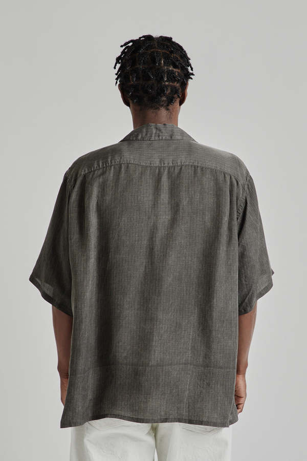 KAPTAIN SUNSHINE Open Collared SS Shirt - Ink Black Plaid