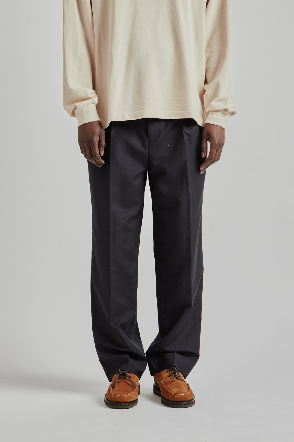 KAPTAIN SUNSHINE Shoecut Slacks - Top Navy | Garmentory