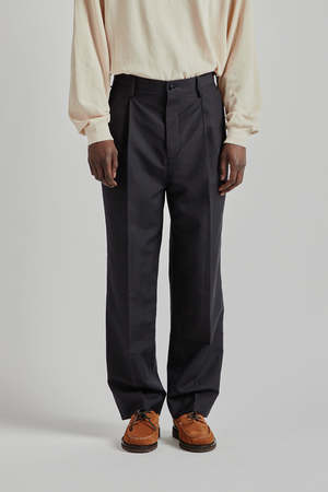 KAPTAIN SUNSHINE Shoecut Slacks - Top Navy | Garmentory