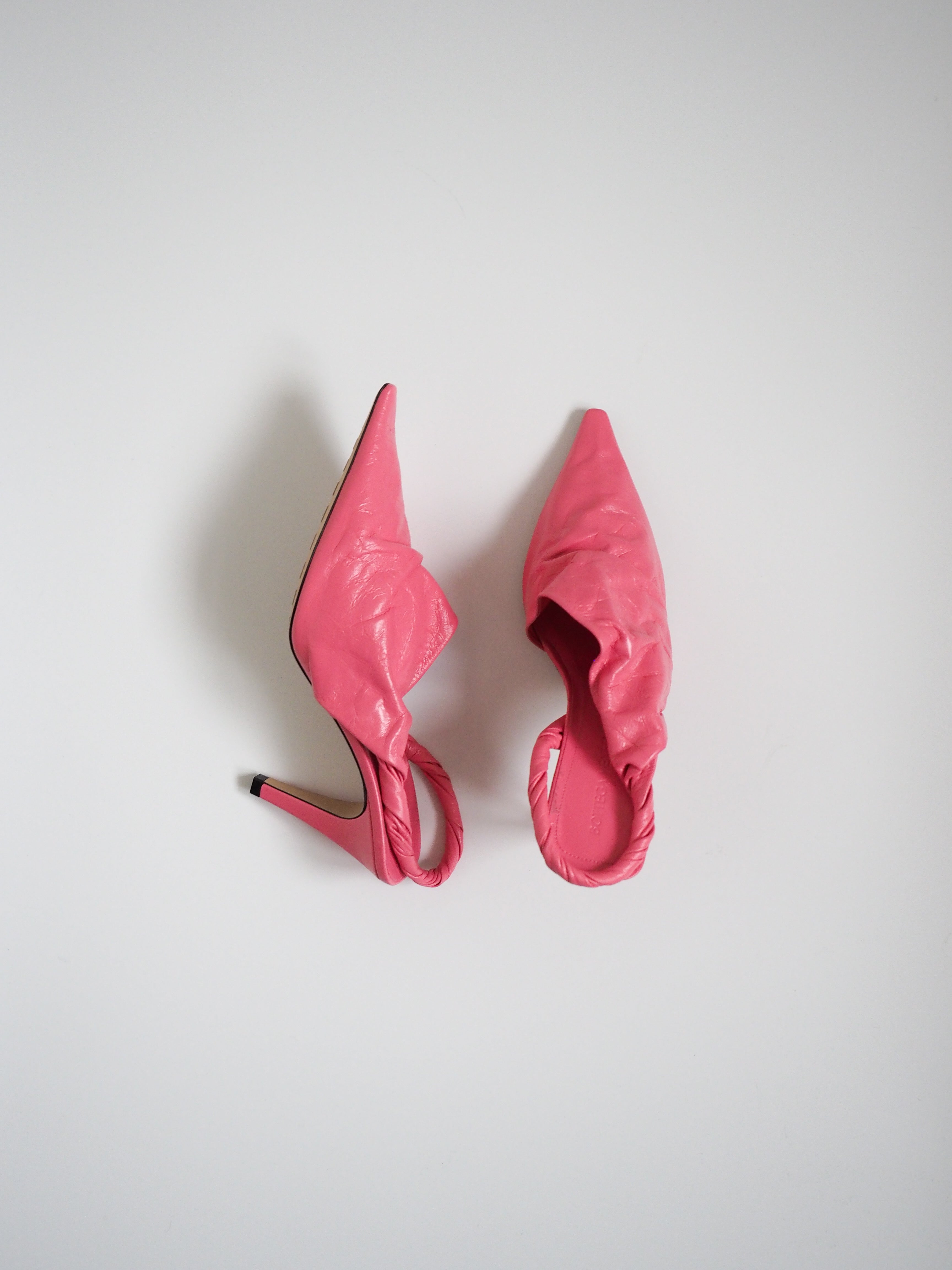 Bottega Veneta Twisted Leather Slingback Heels - Pink | Garmentory