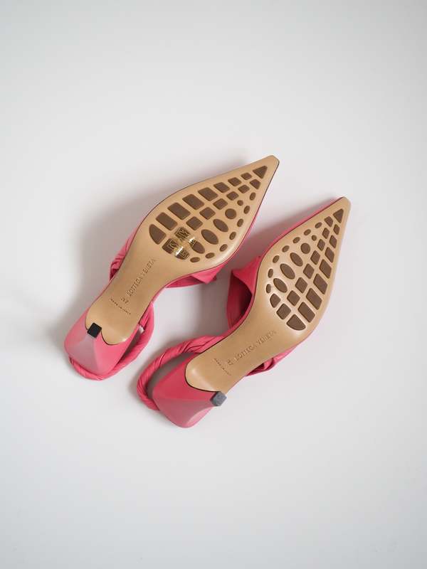 Bottega Veneta Twisted Leather Slingback Heels - Pink | Garmentory