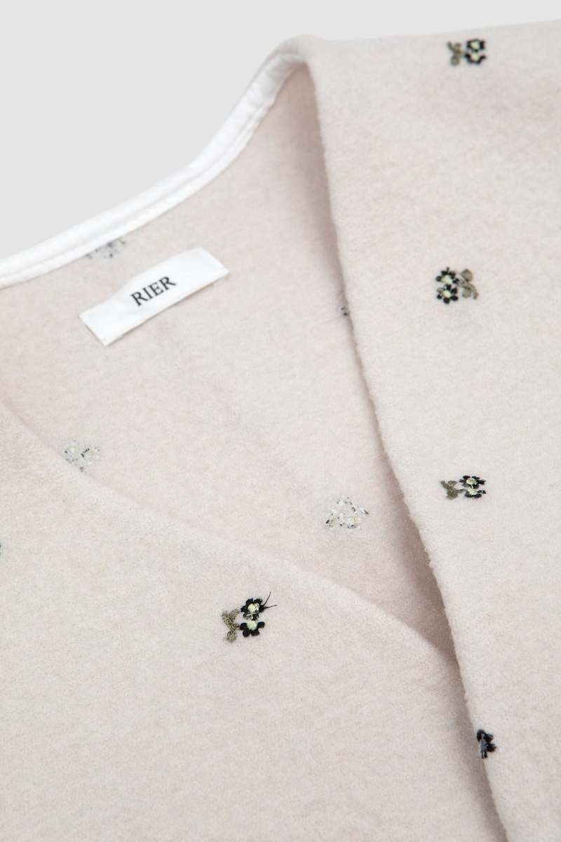 トップス RIER WALKER GILET FELTED FLOWERS Walker Gilet - Felted Black Flowers | UP THERE