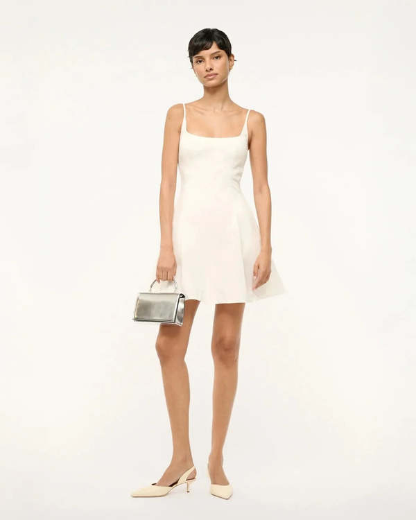 staud joy maxi dress ivory Mini - staud logo