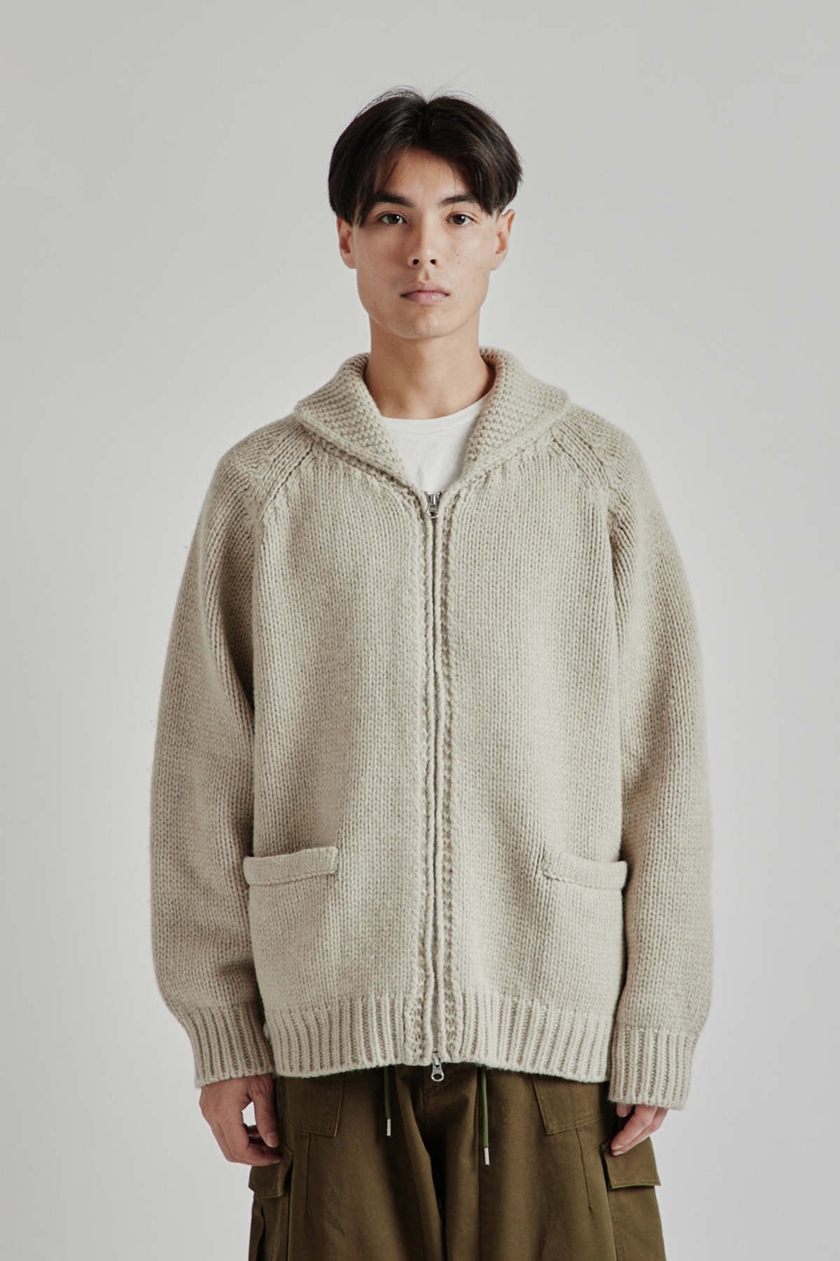 FRIZMWORKS Heavy Cowichan Zip-Up Cardigan - Oatmeal | Garmentory