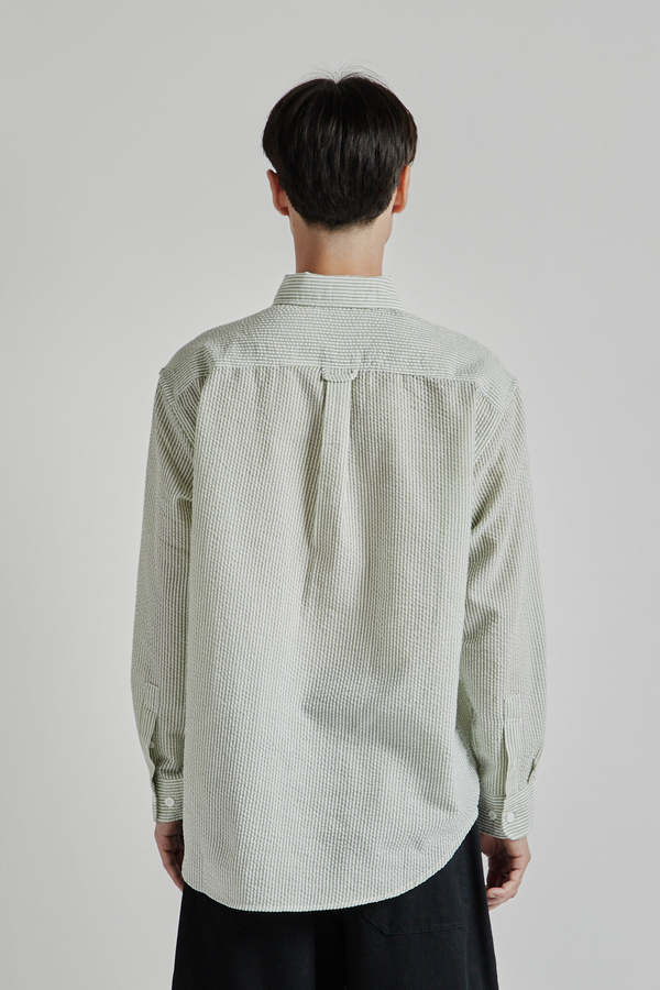 FRIZMWORKS OG Stripe Seersucker Shirt - Green | Garmentory