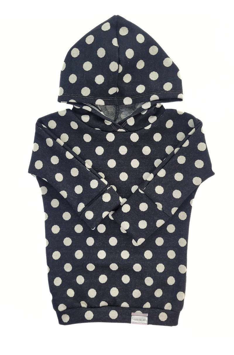 KIDS Kid's Stuff [Trucs d'enfants] Grow With Me Hoodie - Black/Polka Dots