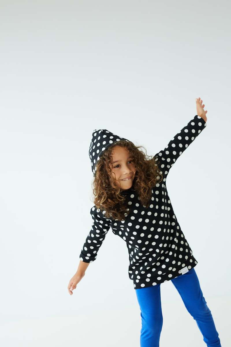 KIDS Kid's Stuff [Trucs d'enfants] Grow With Me Hoodie - Black/Polka Dots