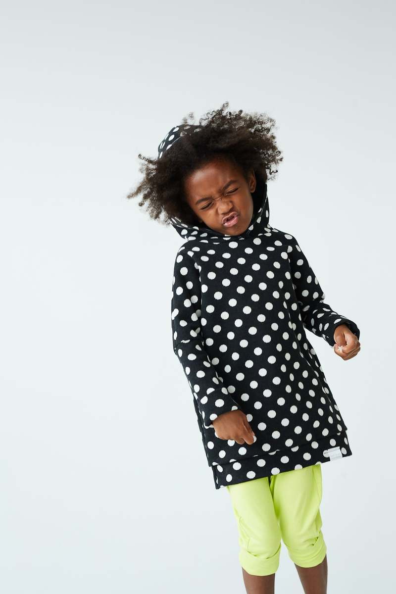 KIDS Kid's Stuff [Trucs d'enfants] Grow With Me Hoodie - Black/Polka Dots
