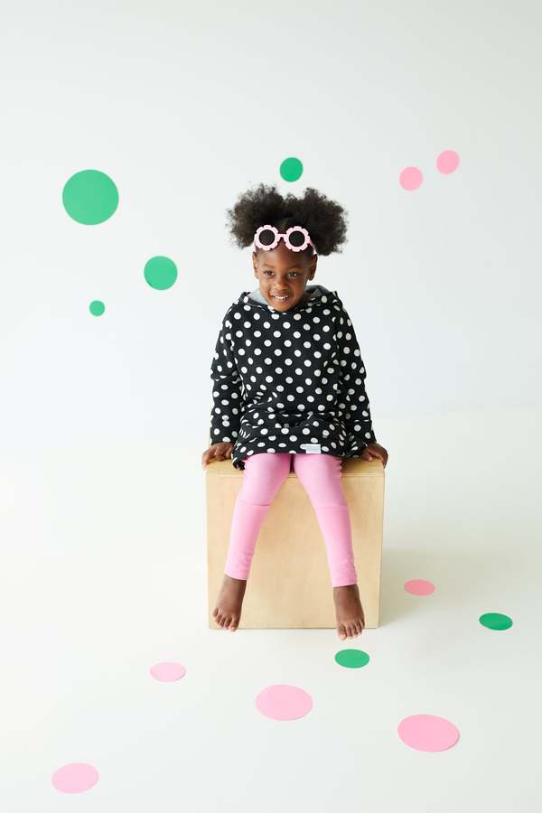 KIDS Kid's Stuff [Trucs d'enfants] Grow With Me Hoodie - Black/Polka Dots