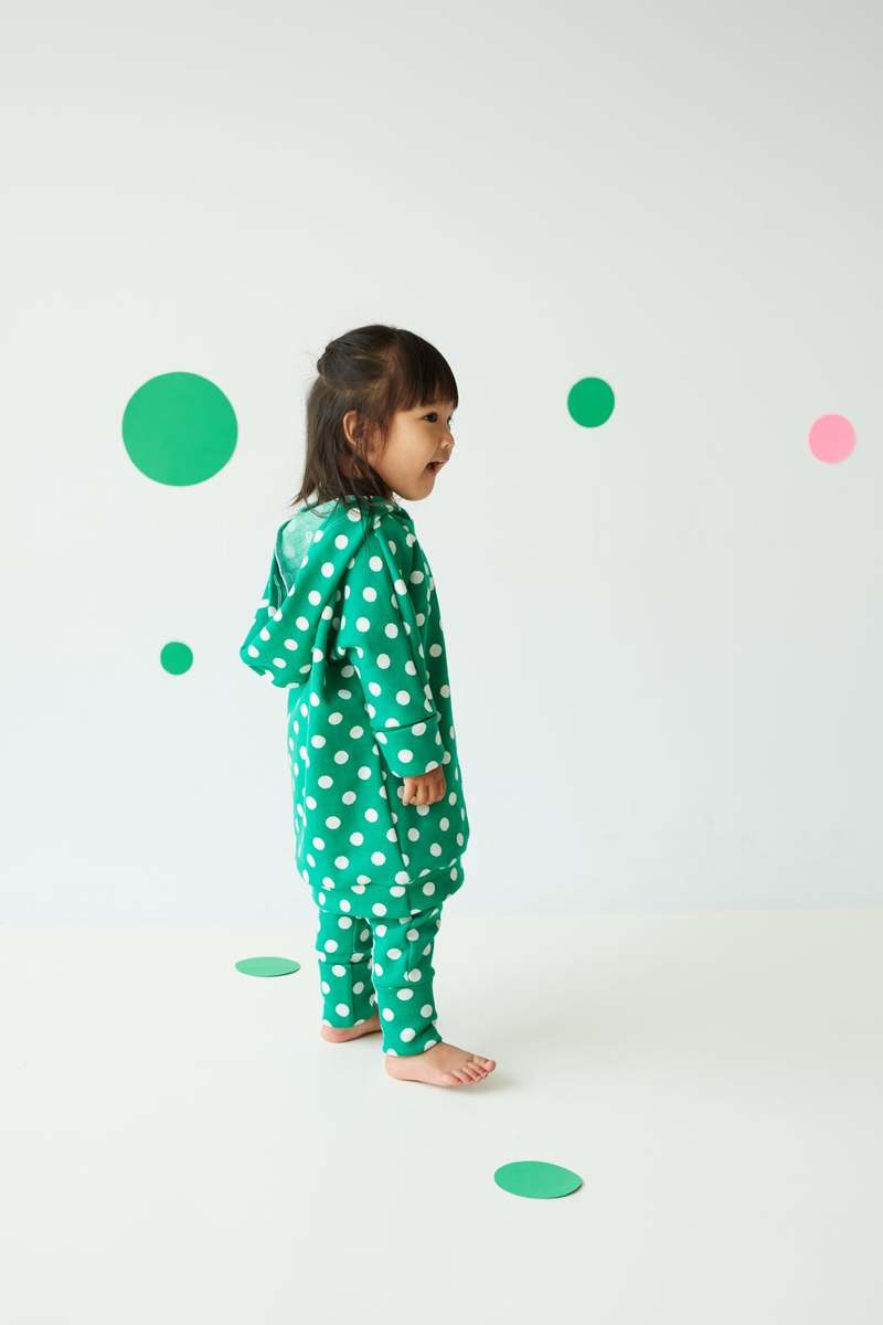 Kid's Stuff [Trucs d'enfants] Grow With Me Hoodie - Green/Polka Dots