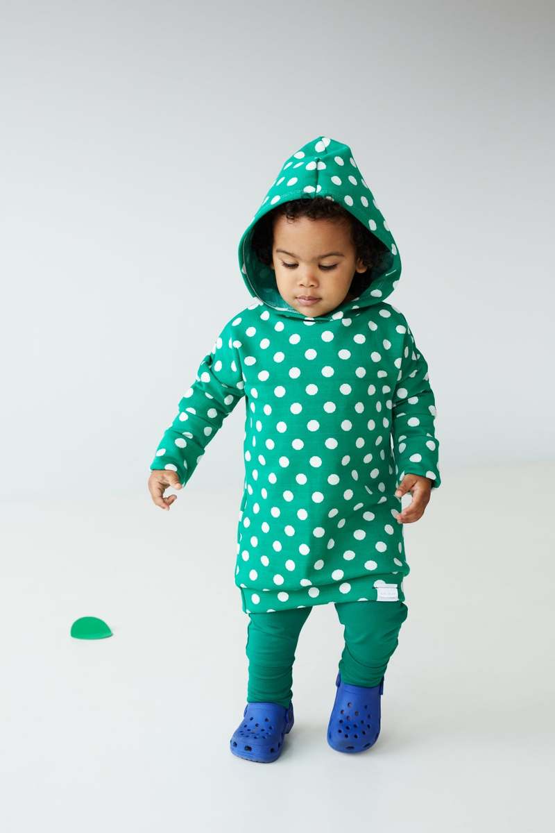 Kid's Stuff [Trucs d'enfants] Grow With Me Hoodie - Green/Polka Dots