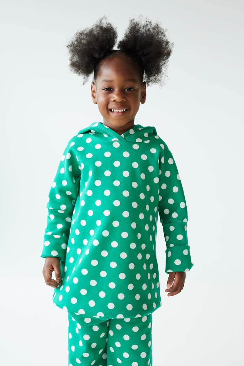 Kid's Stuff [Trucs d'enfants] Grow With Me Hoodie - Green/Polka Dots