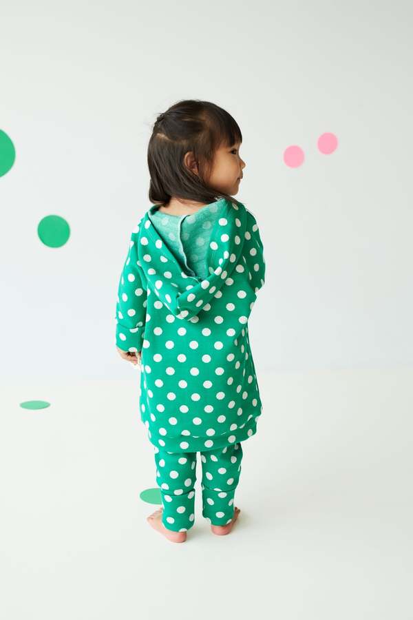 Kid's Stuff [Trucs d'enfants] Grow With Me Hoodie - Green/Polka Dots