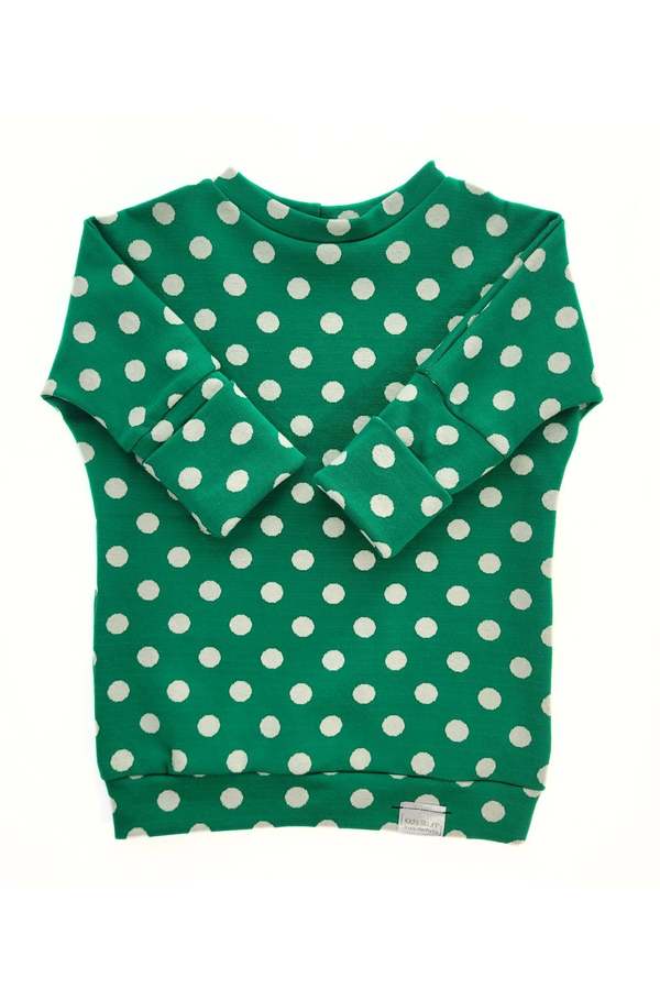 Kid's Stuff Grow With Me Sweater - Green/Polka Dots