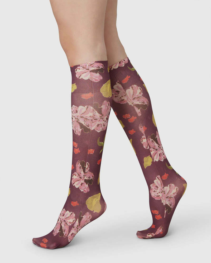Swedish Stockings Bas Genoux Helen Bullock Floral