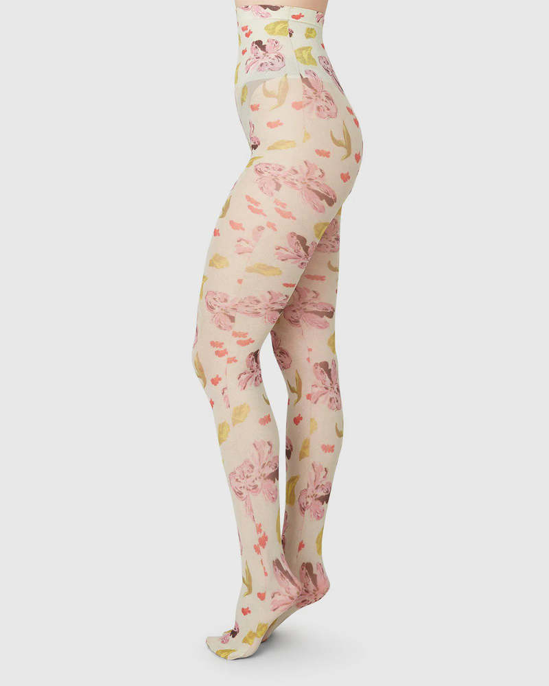 Swedish Stockings Collant Helen Bullock Floral - Blanc Coconut