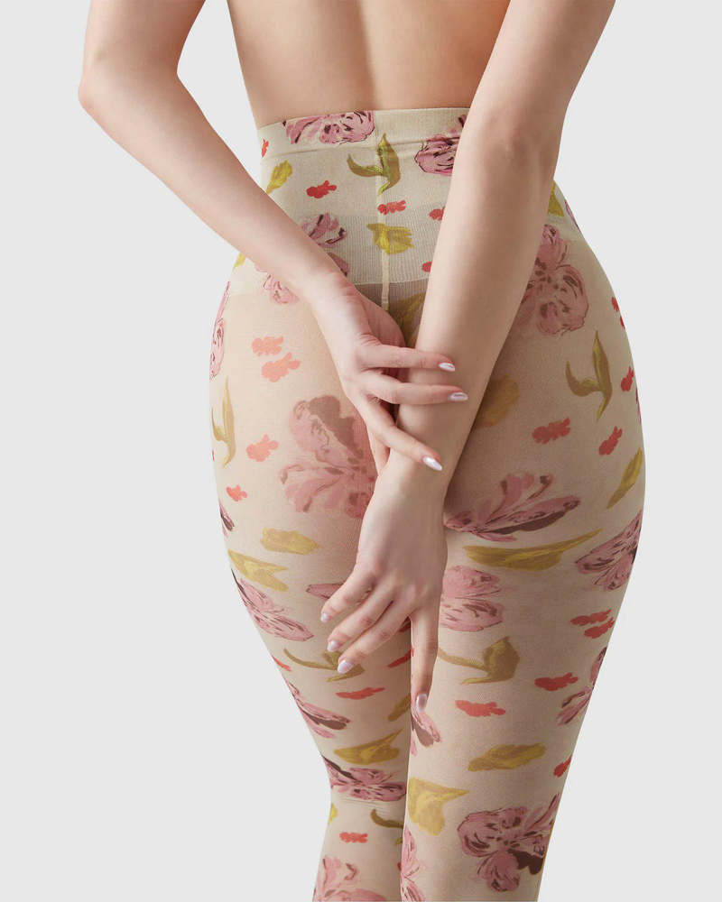 Swedish Stockings Collant Helen Bullock Floral - Blanc Coconut