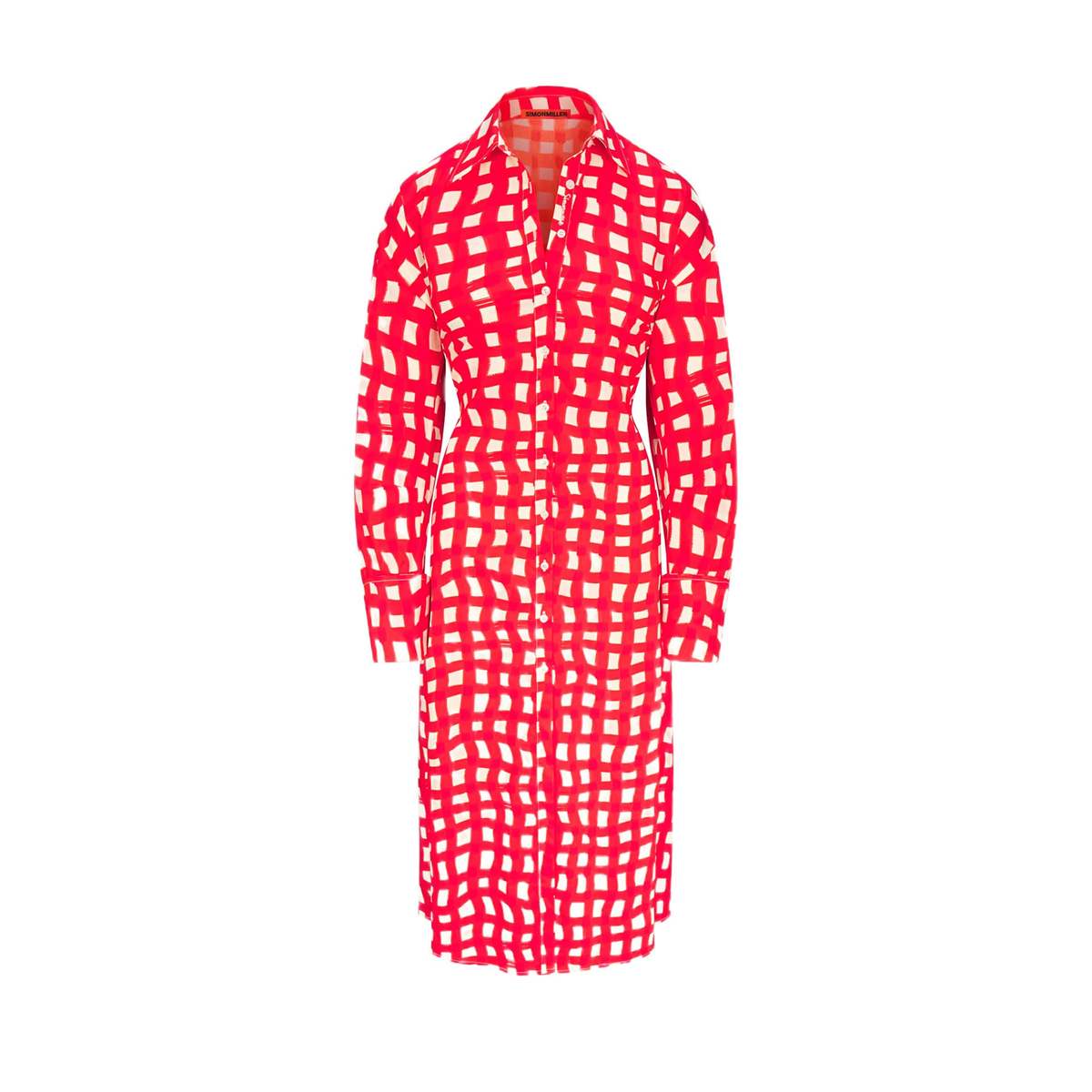 Simon Miller Loch Poplin Maxi Dress - Cherry Red Wavy Gingham