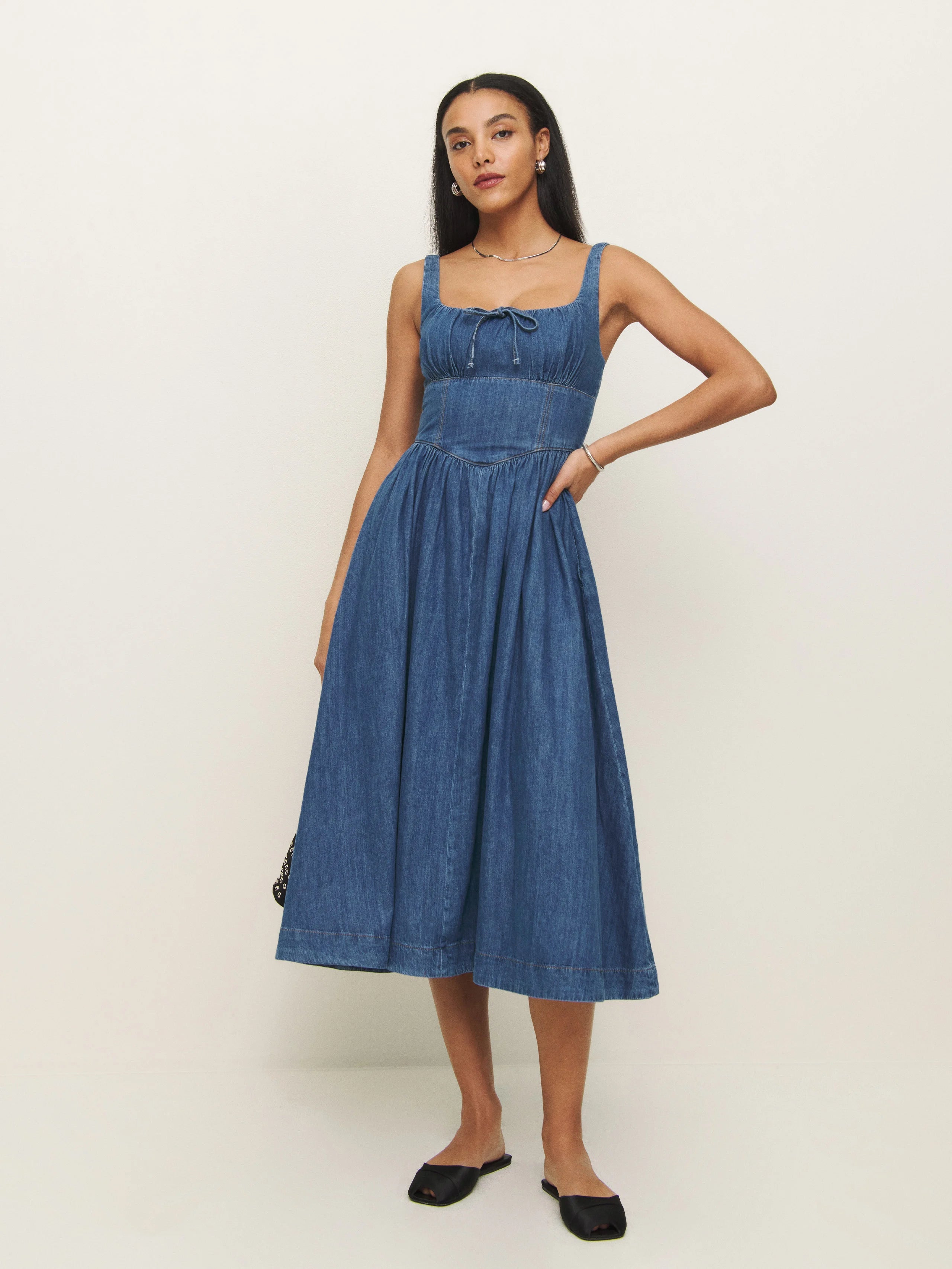 Reformation Balia Denim Midi Dress - Rhine | Garmentory