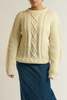 Vintage Cream Cable Knit Fisherman Sweater - Thumbnail 1