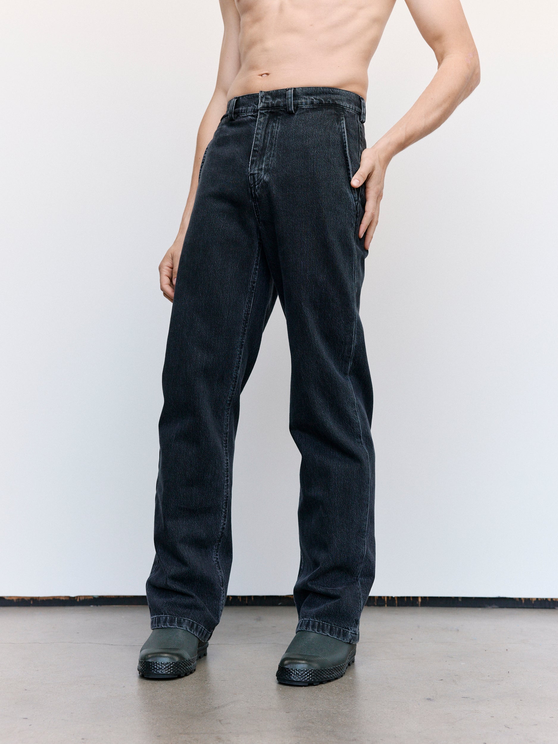 Rier Washed Denim Trouser - Anthracite | Garmentory