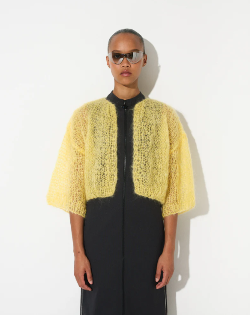 Maiami Light Mohair Short Sleeve Bomber - Yellow