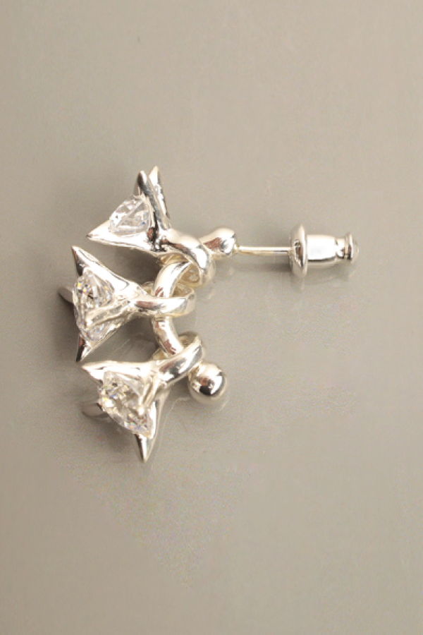 E.M. THREE STONE STUD Earring - Silver