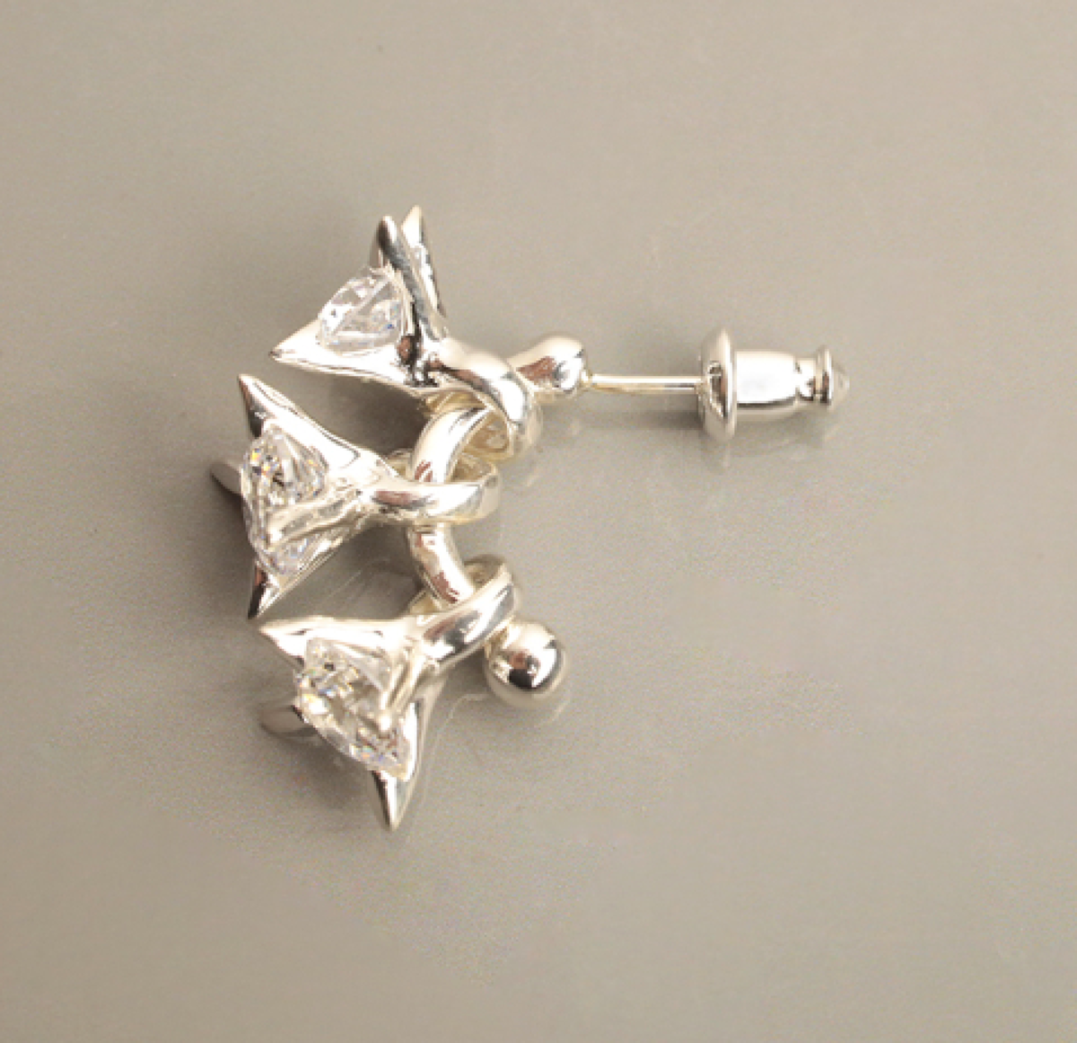 E.M. THREE STONE STUD Earring - Silver - Image 1 of 4