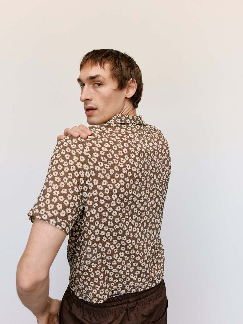 Camiel Fortgens Brown & White Flower Seersucker Tailored School