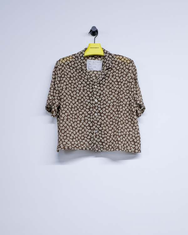 トップス CAMIEL FORTGENS HANDPAINTER FLOWER SHIRT Camiel Fortgens Tailored School Shirt, Brown / White Flower