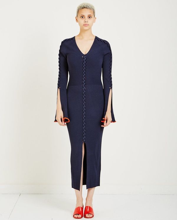 opening ceremony knit dress CRISS CROSS - NAVY Crochet