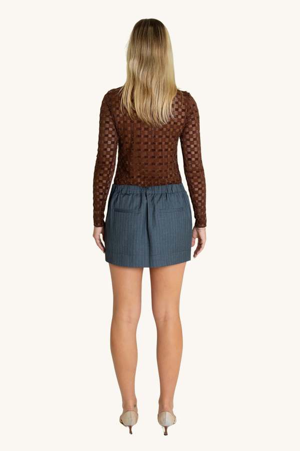 Find Me Now Mesh Long Sleeve Top - Chocolate Checkered
