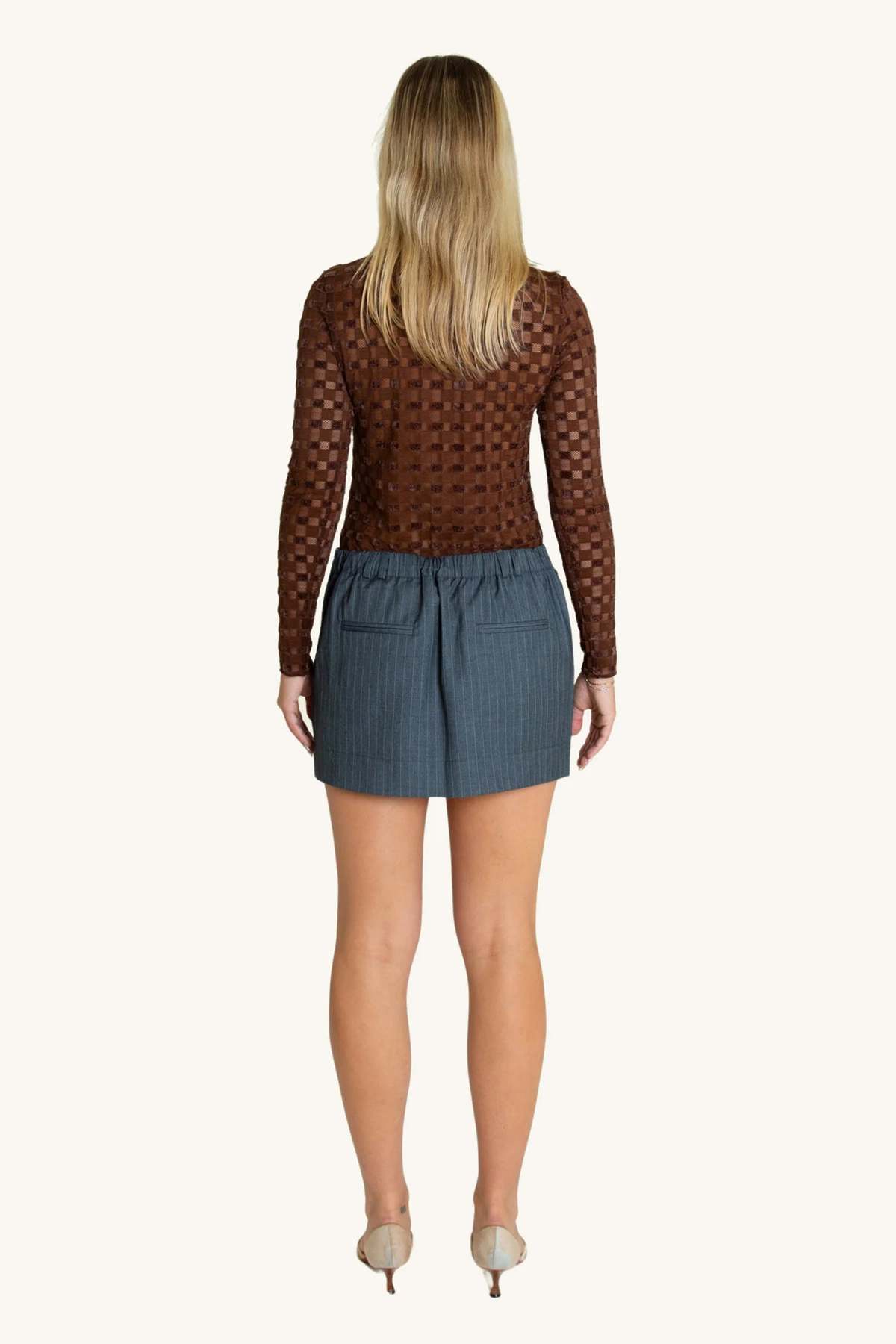 Find Me Now Mesh Long Sleeve Top - Chocolate Checkered - Image 8 of 8