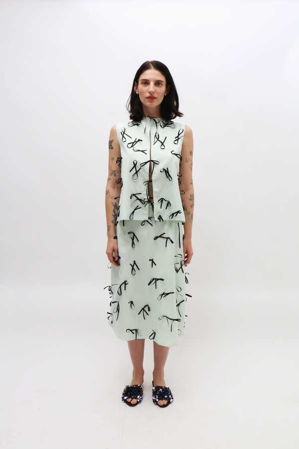 Lucille Thivre Ribbon Shirt Dress - Mint