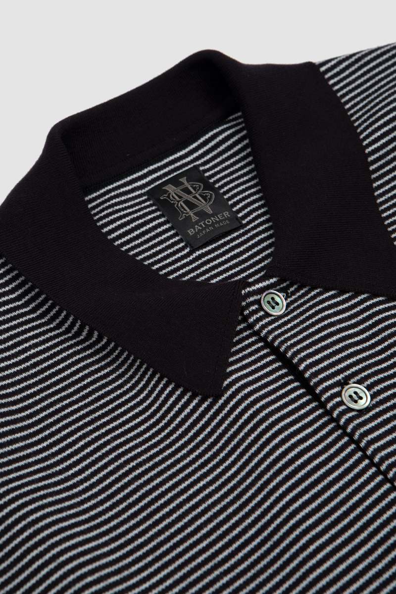 Batoner 32G Smooth Polo (Essential) - Black/ White | Garmentory