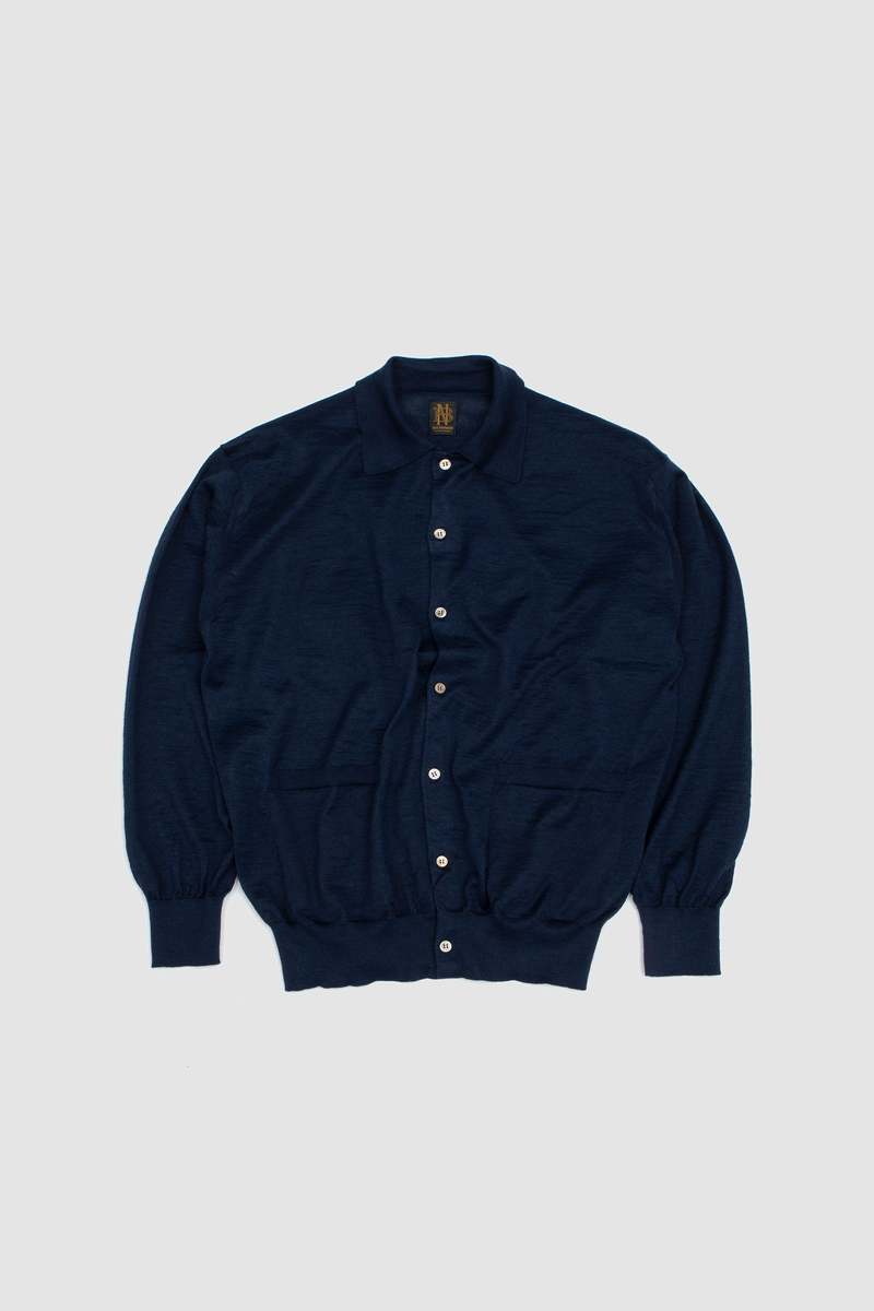 トップス BATONER CHOMA POLO CARDIGAN 2 Batoner Choma Polo Cardigan - Dark Blue | Garmentory