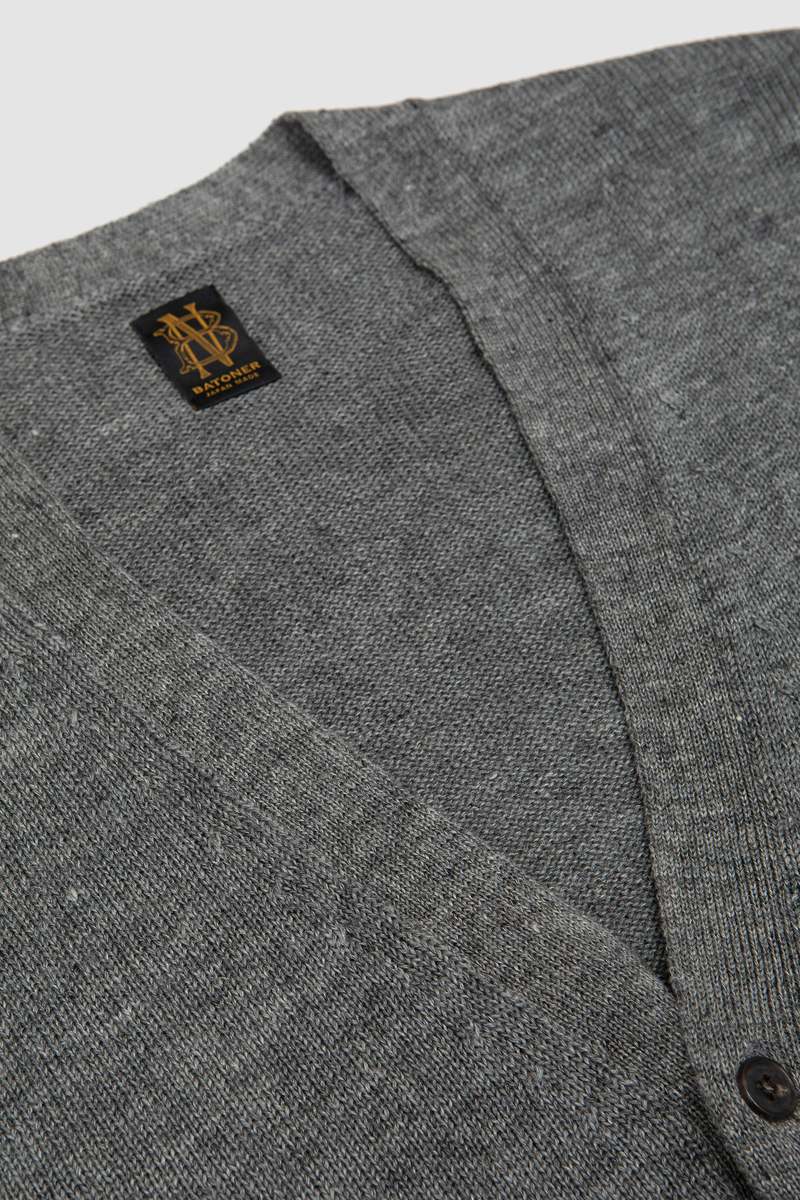 Batoner Washed High Count Linen V Cardigan - Gray | Garmentory