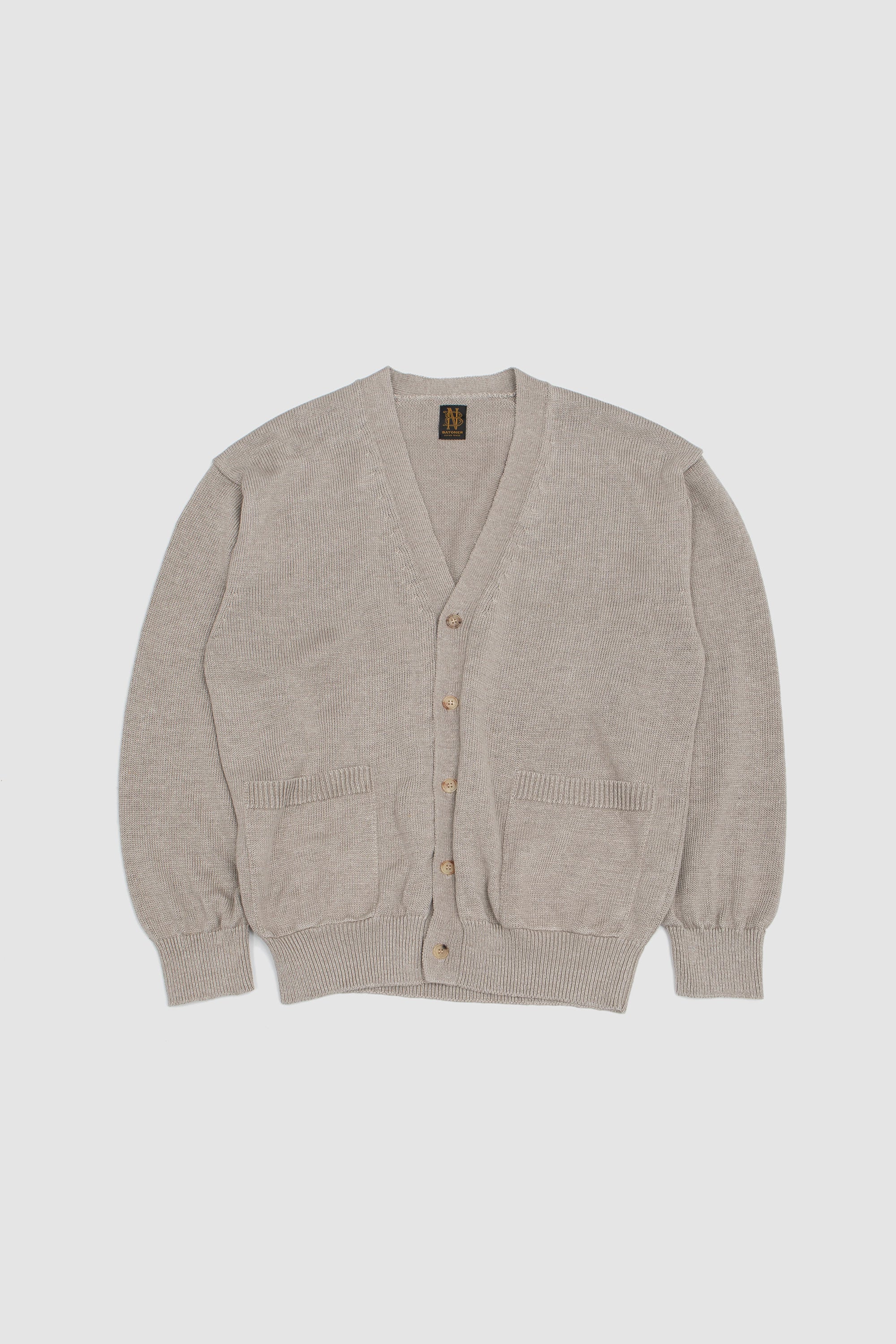 Batoner Washed High Count Linen V Cardigan - Natural | Garmentory