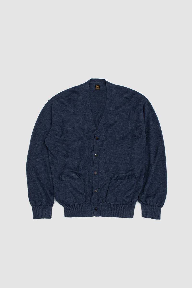 Batoner Washed High Count Linen V Cardigan - Navy | Garmentory